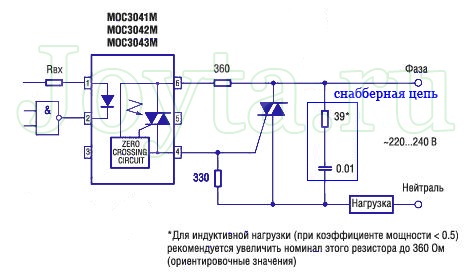 подключение оптосимистора к индуктивной нагрузке