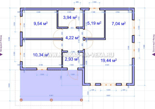 Каркасный дом 7,5х11 одноэтажный - проект 7,5-11-1