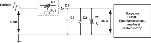Схема защиты на дискретных компонентах 