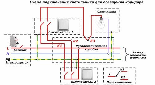 подключения проходного выключателя в коридоре