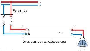 схема подключения диммера к электронному трансформатору