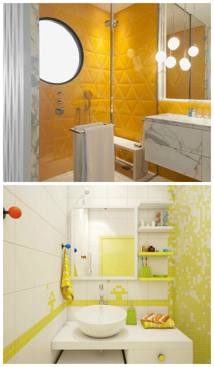 Желтая плитка в ванной