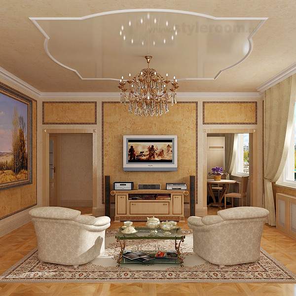 Шикарный классический стиле в интерьере гостиной квартиры
