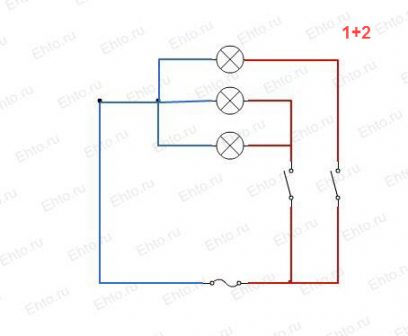 Схема подключения трехламповой люстры
