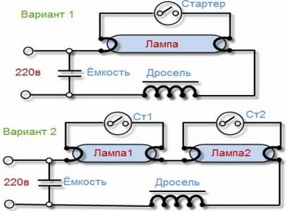 Схема подключения лампы дневного света