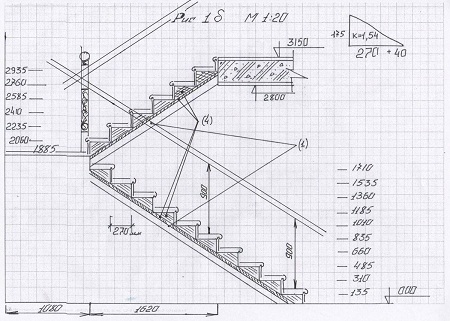 Чертеж лестницы можно найти в интернете или сделать его самостоятельно 