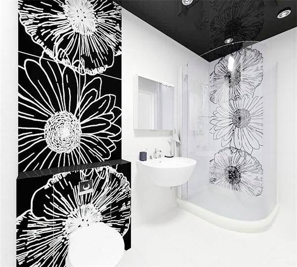 Трафаретные композиции в ванной комнате