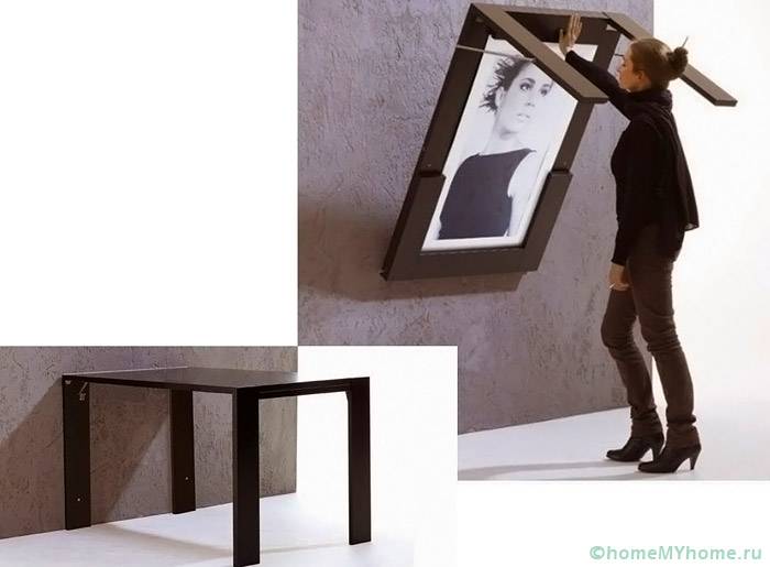 Картина на стене простым движением перевоплощается в удобный столик