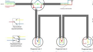Схема подключения проходных выключателей из 3-х мест. Как подключить проходной выключатель