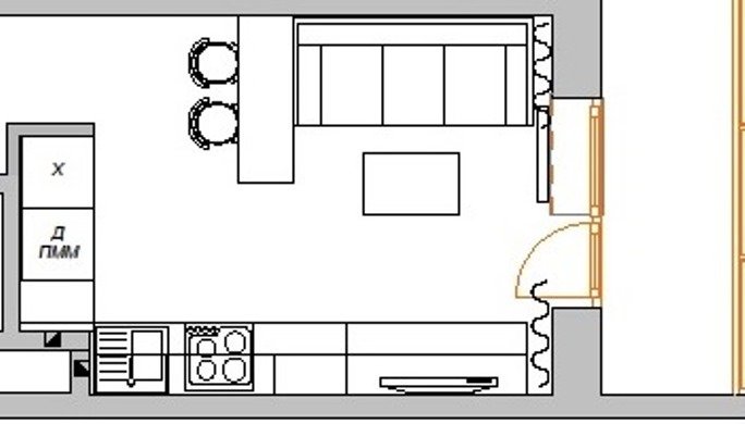 План кухни-гостиной в небольшой квартире