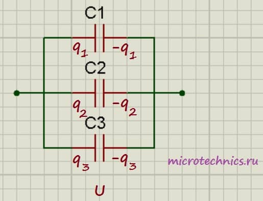 Параллельное соединение конденсаторов