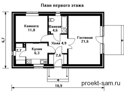 план дома 6x11