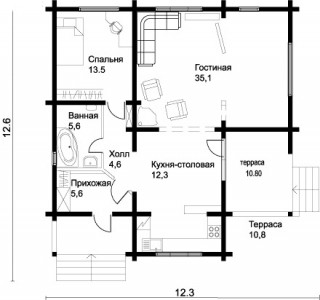 планировка деревянного дома 12х12