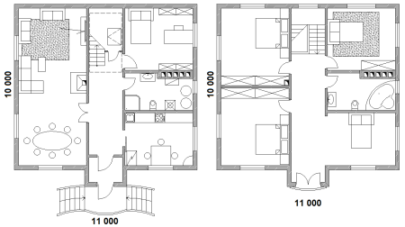 поэтажный план частного дома 10х11