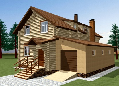 проект деревянного двухэтажного дома с гаражом
