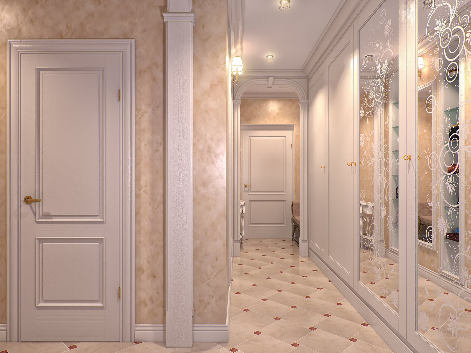 Декоративная штукатурка в коридоре в классическом стиле