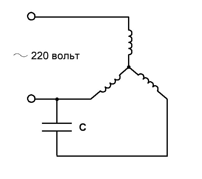Запуск трехфазного двигателя с 220 без конденсаторов