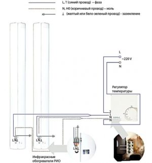 Cхема подключения термостата к инфракрасному обогревателю