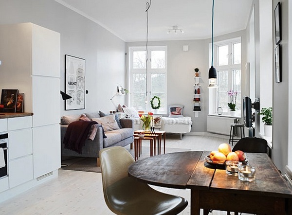 Дизайн интерьера квартиры-студии в белых тонах фото