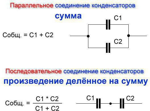 При последовательном соединении конденсаторов