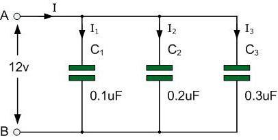 При последовательном соединении конденсаторов